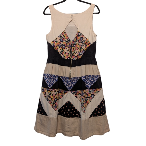 Anthropologie LeifNotes Patchwork Floral Fit & Flare Dress | Size 12 | Cotton - Picture 8 of 11